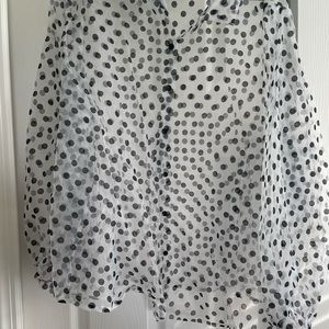 Ashley Stewart sheer polka Top